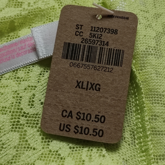 NWT PINK VICTORIA'S SECRET NO-SHOW SOFT LACE THONG PANTY IN GREEN SPRING SIZE XL - Picture 5 of 6